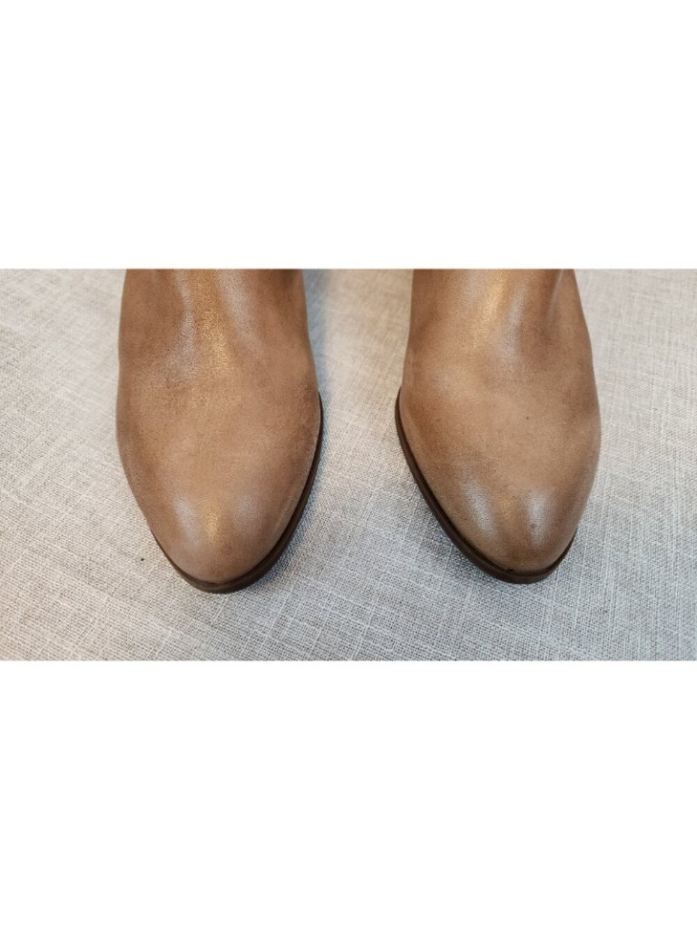 Franco Sarto Womens 9.5 M Solid Brown Leather Taper Block Heel Zip Bootie - Picture 4 of 7